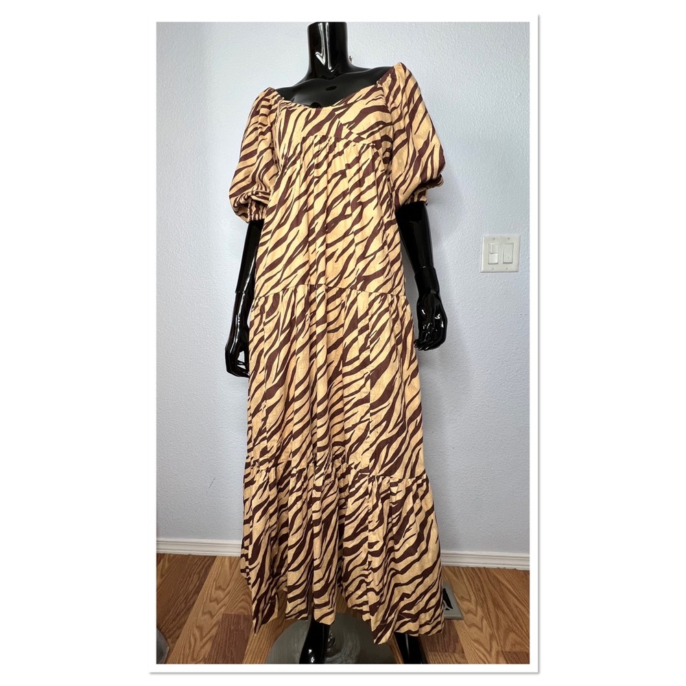 Anthropologie 100% Cotton Shell Blossom Maxi Dress - Modal Lined Sz S Brown NWT - Picture 3 of 12